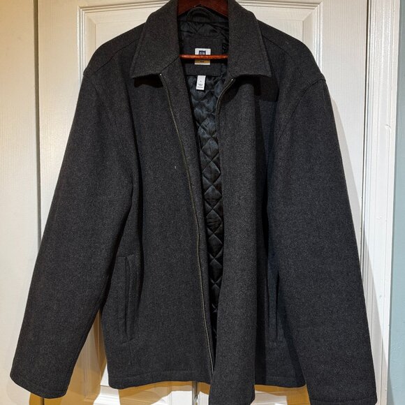 Gap Jacket Pea Coat Men Large Black Wool‎ Blend Full Zip Quilt Lined warm - Picture 1 of 8
